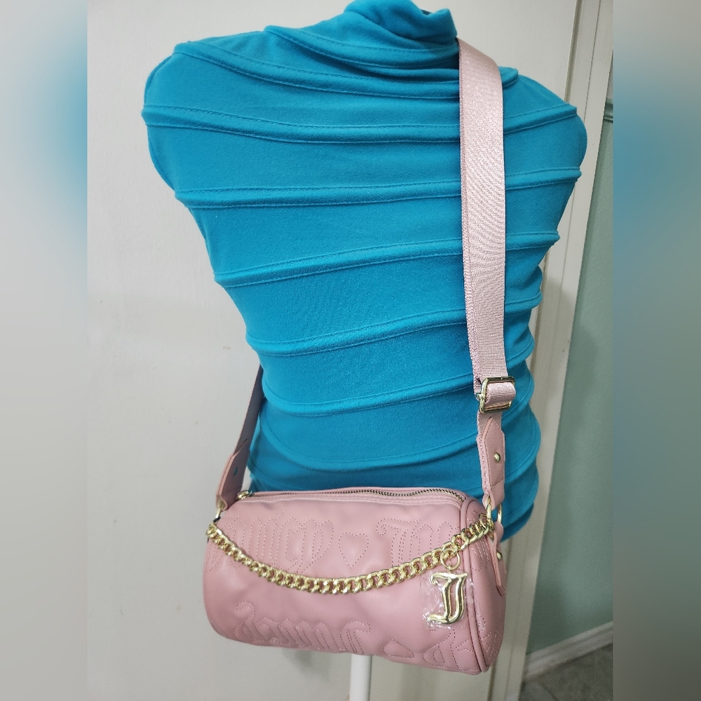 Juicy Couture Blush Pink Gold Chain Duffle Crossbody Bag Adjustable Strap